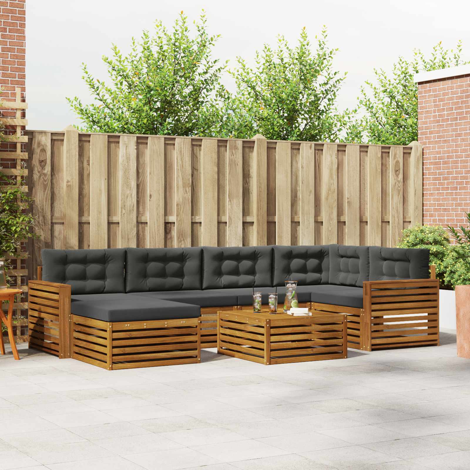 vidaXL Zestaw sof na zewnątrz z poduszką 7 pcs Naturalny i Antracytowy