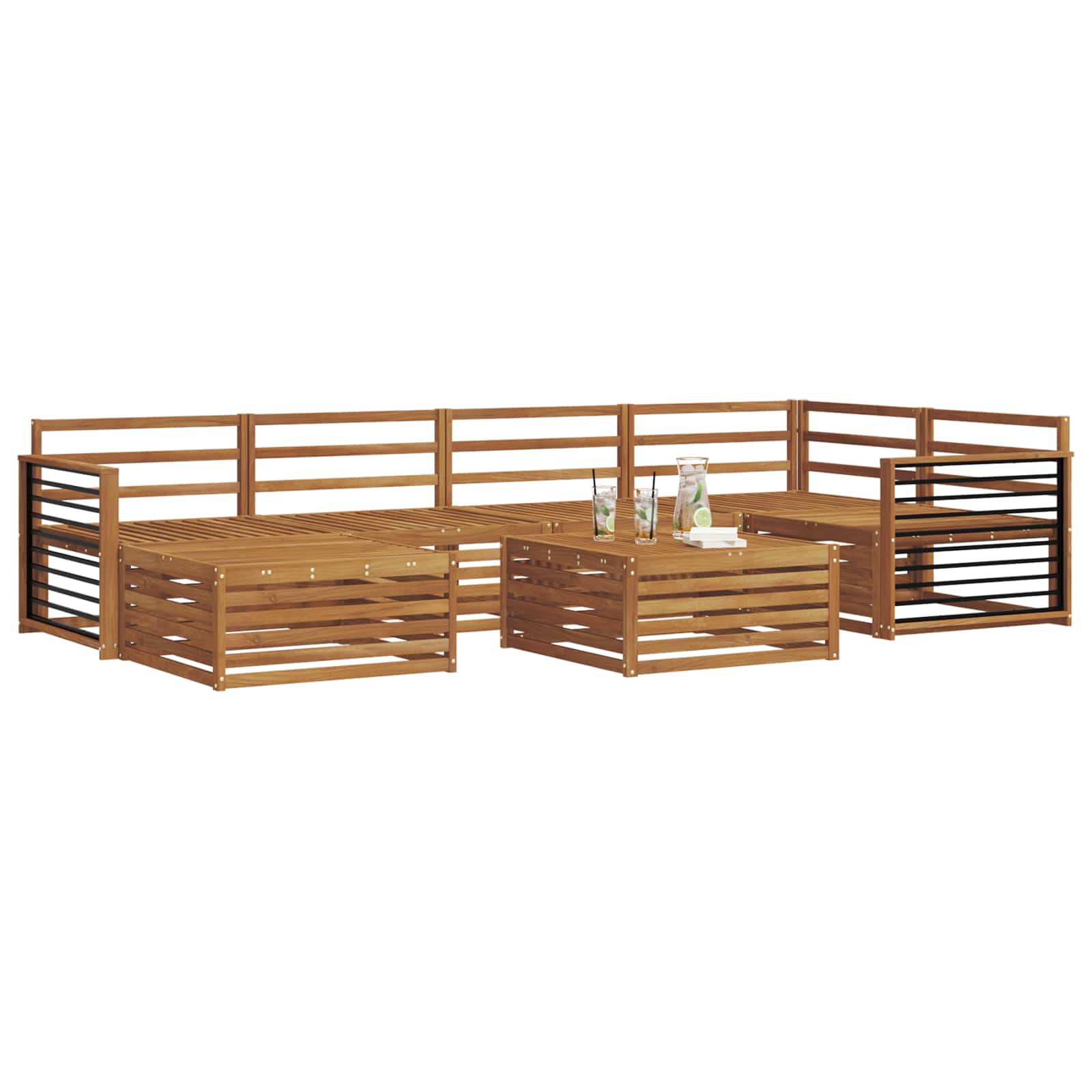 vidaXL Zestaw sof na zewnątrz 7 pcs Naturalny Lite Drewno Akacji