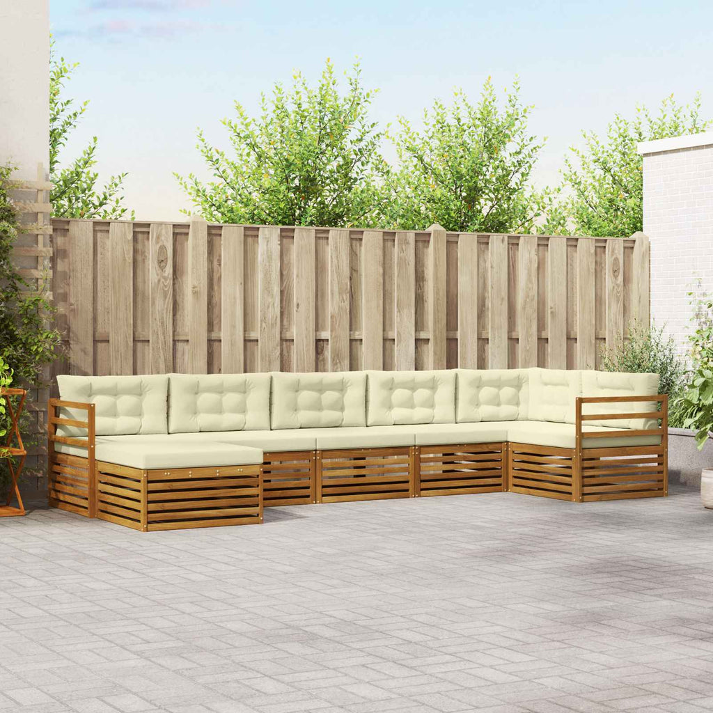 vidaXL Zestaw sof na zewnątrz z poduszką 7 pcs Naturalny i Kremowy