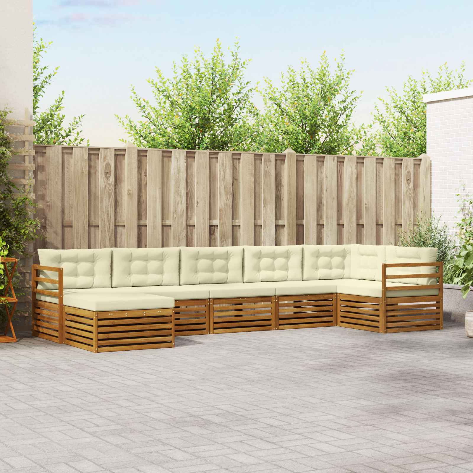 vidaXL Zestaw sof na zewnątrz z poduszką 7 pcs Naturalny i Kremowy