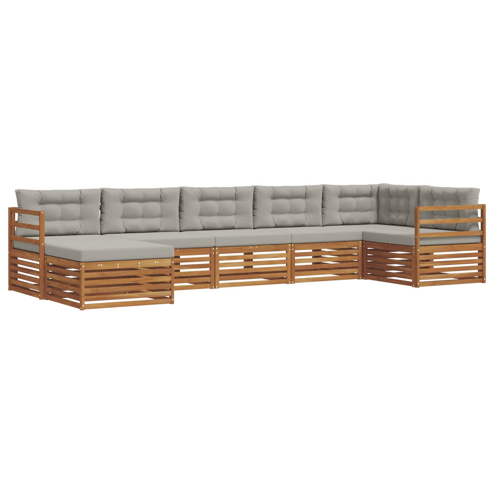 vidaXL Zestaw sof na zewnątrz z poduszką 7 pcs Naturalny i Jasny Szary