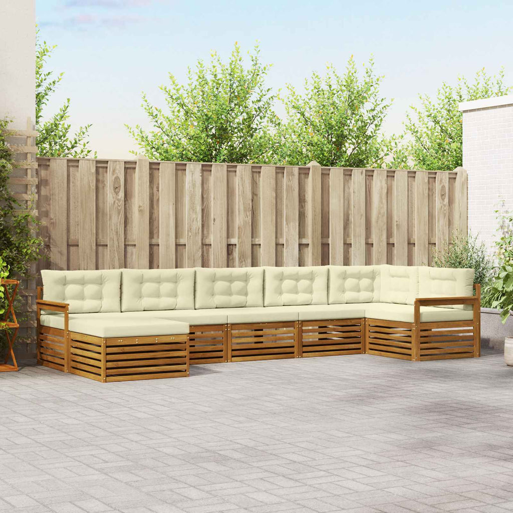 vidaXL Zestaw sof na zewnątrz z poduszką 7 pcs Naturalny i Kremowy