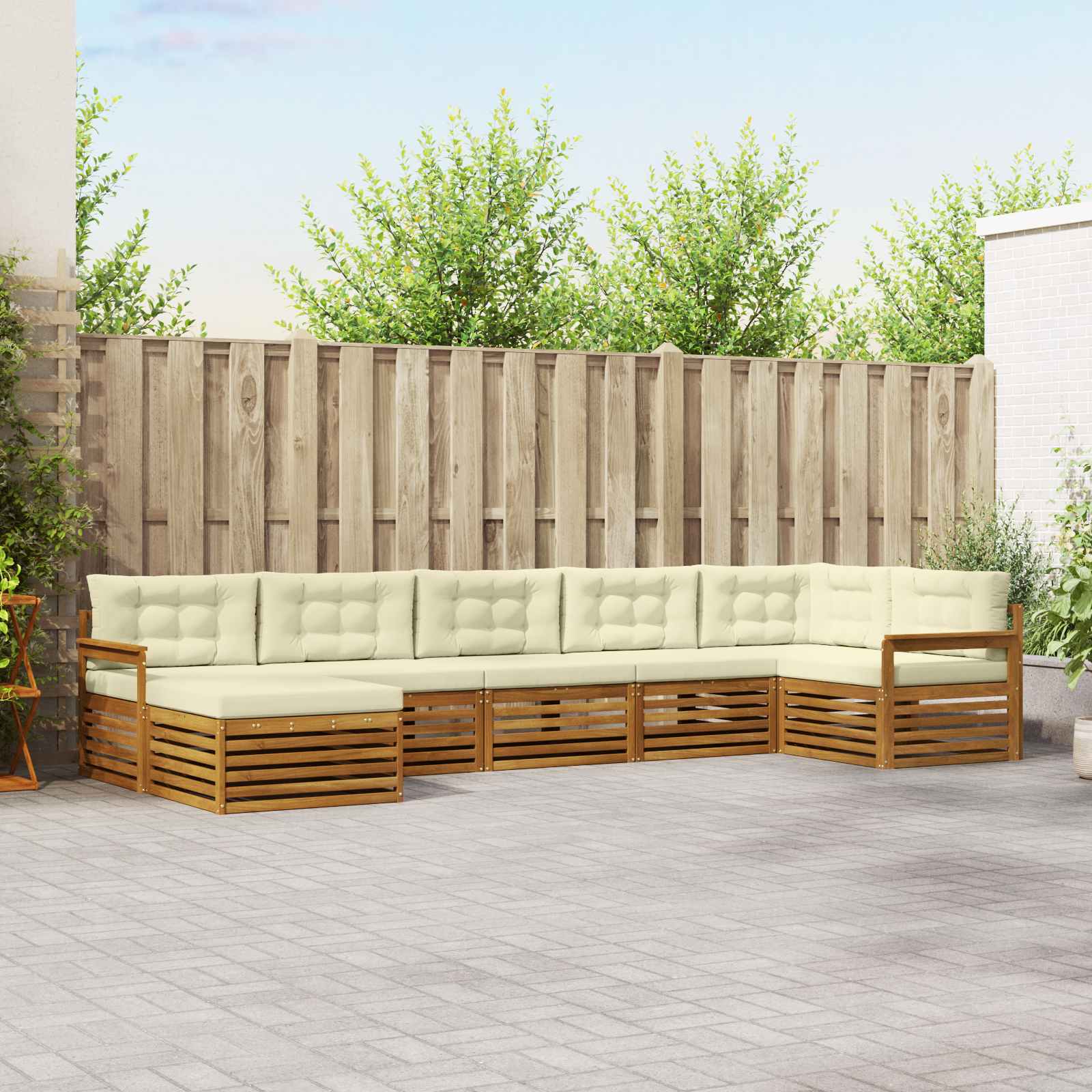 vidaXL Zestaw sof na zewnątrz z poduszką 7 pcs Naturalny i Kremowy