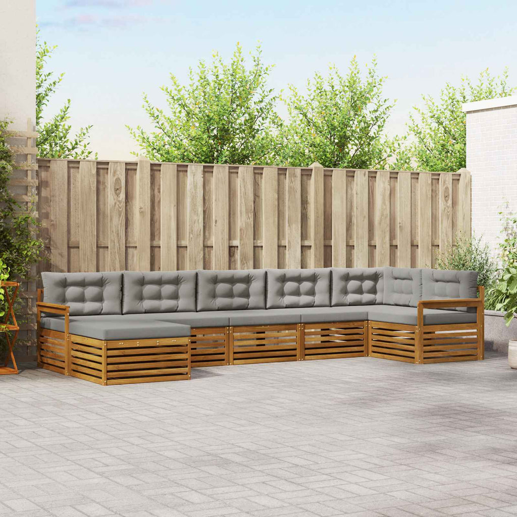 vidaXL Zestaw sof na zewnątrz z poduszką 7 pcs Naturalny i Jasny Szary