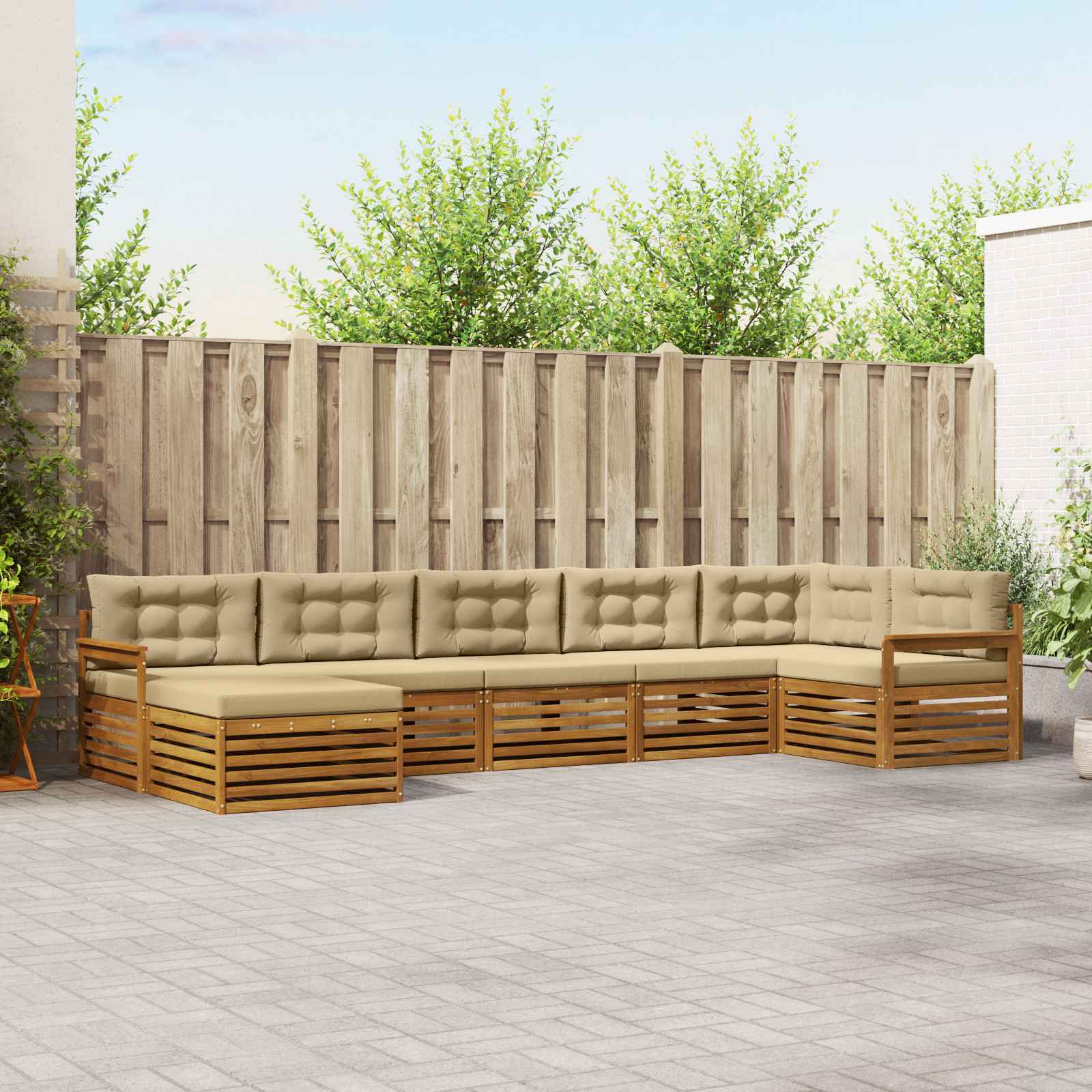 vidaXL Zestaw sof na zewnątrz z poduszką 7 pcs Naturalny i Beżowy