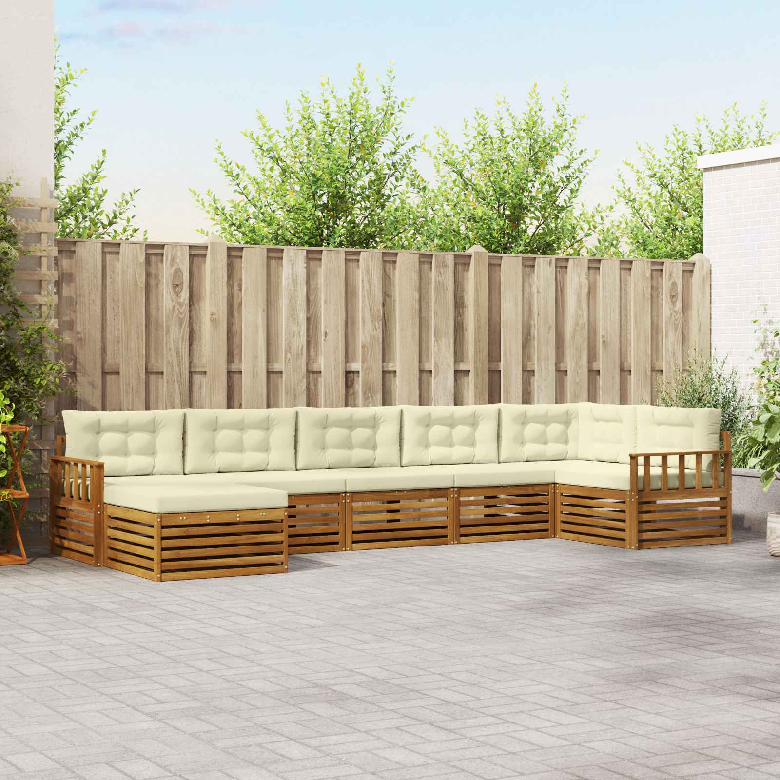 vidaXL Zestaw sof na zewnątrz z poduszką 7 pcs Naturalny i Kremowy