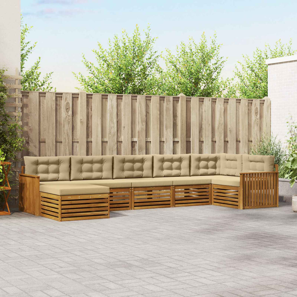 vidaXL Zestaw sof na zewnątrz z poduszką 7 pcs Naturalny i Beżowy