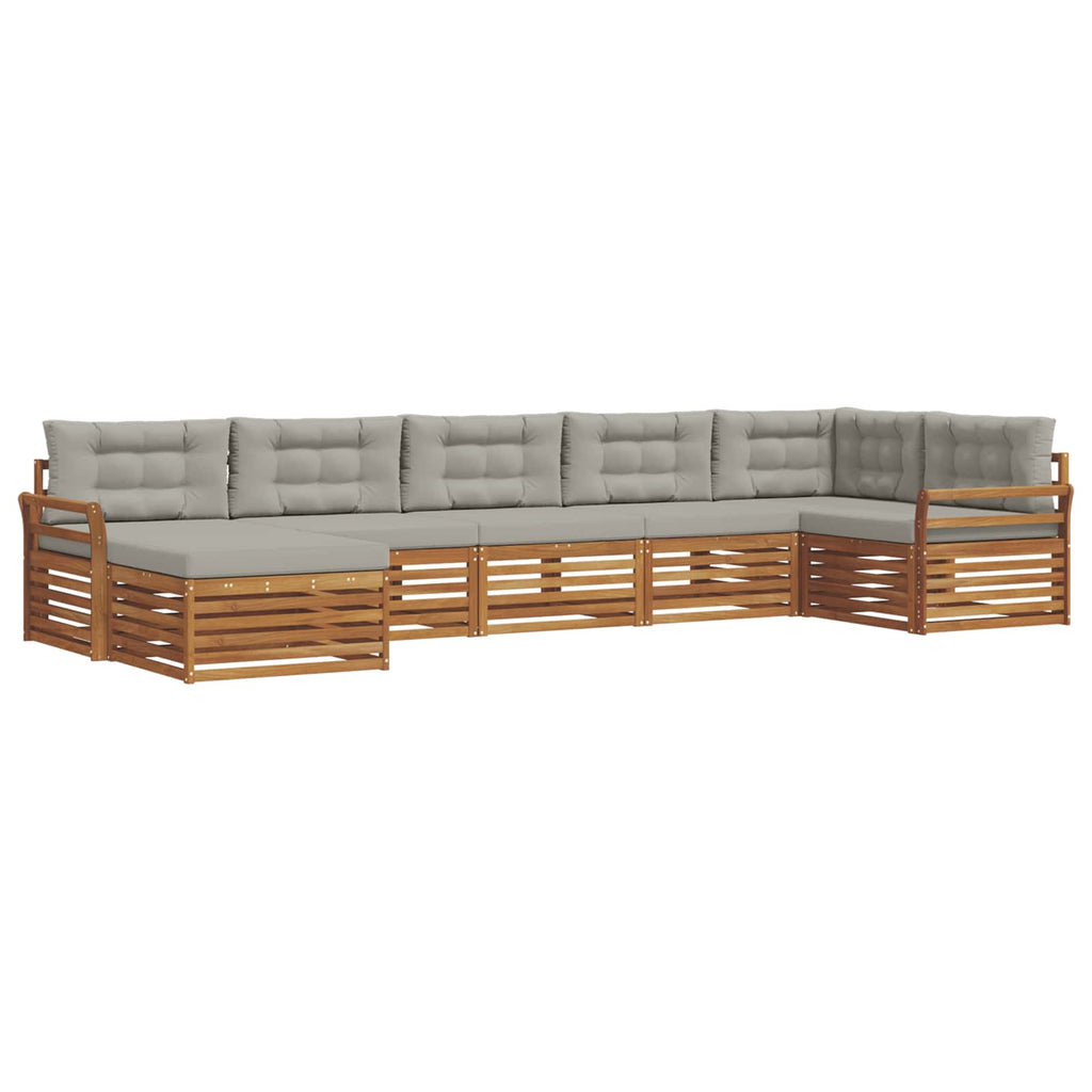 vidaXL Zestaw sof na zewnątrz z poduszką 7 pcs Naturalny i Jasny Szary