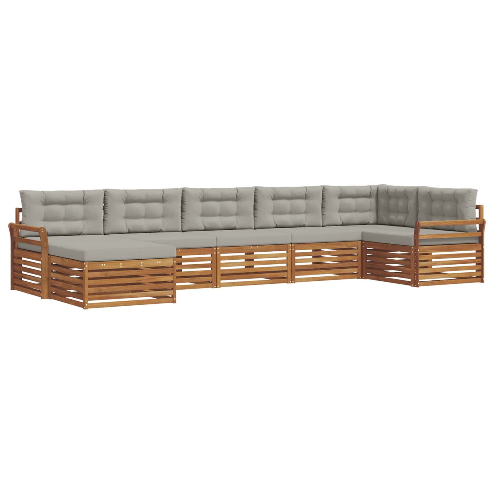 vidaXL Zestaw sof na zewnątrz z poduszką 7 pcs Naturalny i Jasny Szary