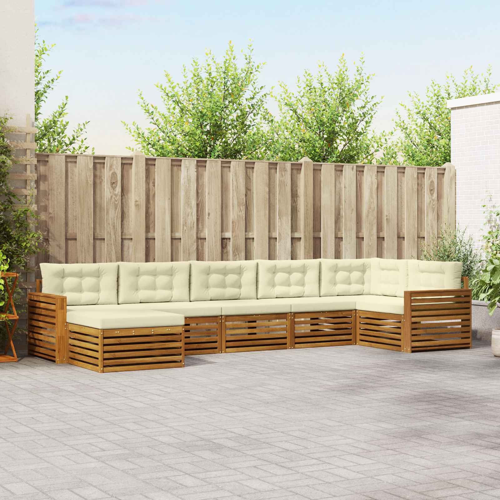 vidaXL Zestaw sof na zewnątrz z poduszką 7 pcs Naturalny i Kremowy