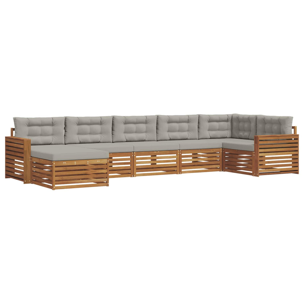 vidaXL Zestaw sof na zewnątrz z poduszką 7 pcs Naturalny i Jasny Szary