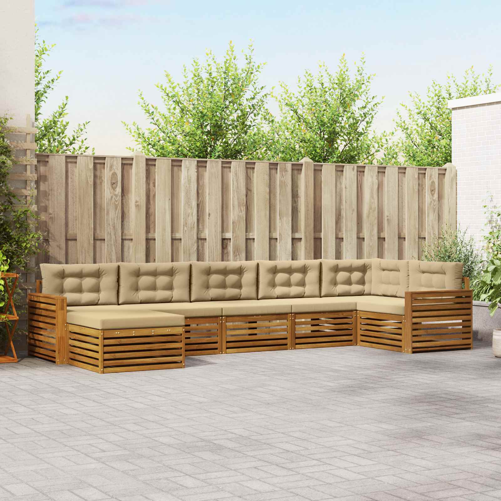 vidaXL Zestaw sof na zewnątrz z poduszką 7 pcs Naturalny i Beżowy