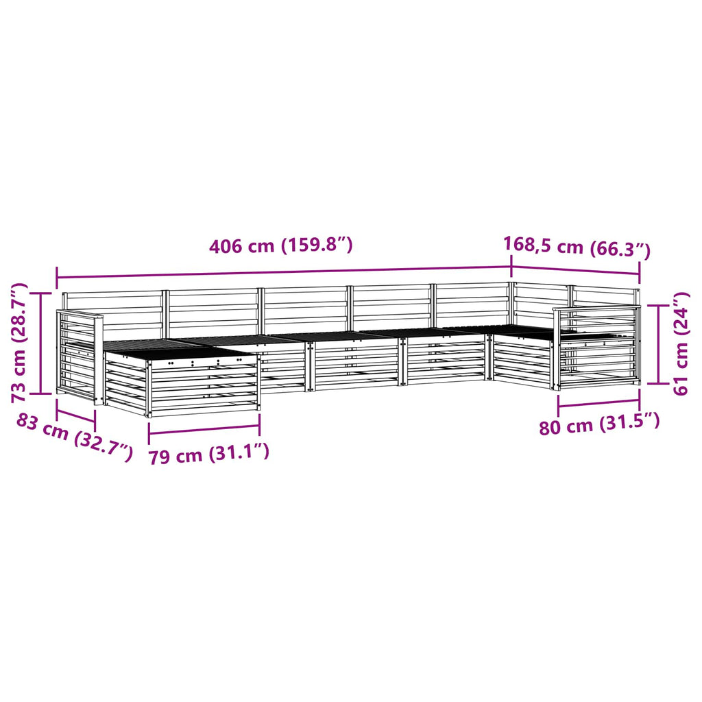 vidaXL Zestaw sof na zewnątrz 7 pcs Naturalny
