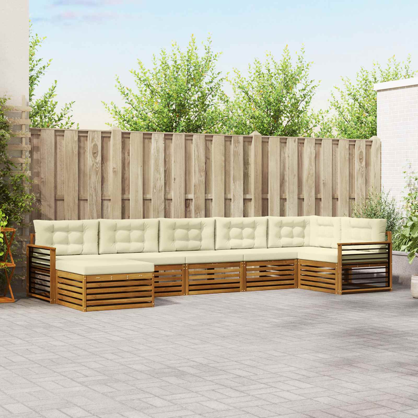 vidaXL Zestaw sof na zewnątrz z poduszką 7 pcs Naturalny i Kremowy