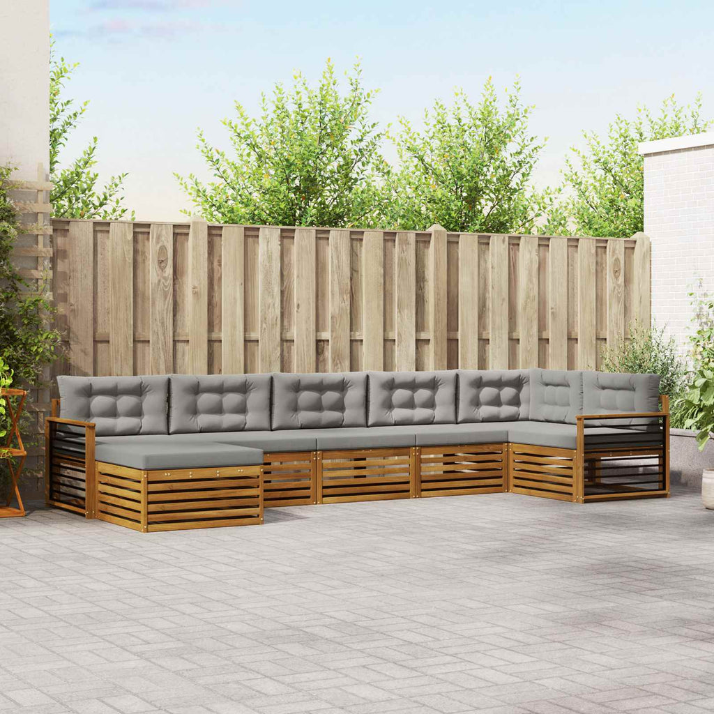 vidaXL Zestaw sof na zewnątrz z poduszką 7 pcs Naturalny i Jasny Szary