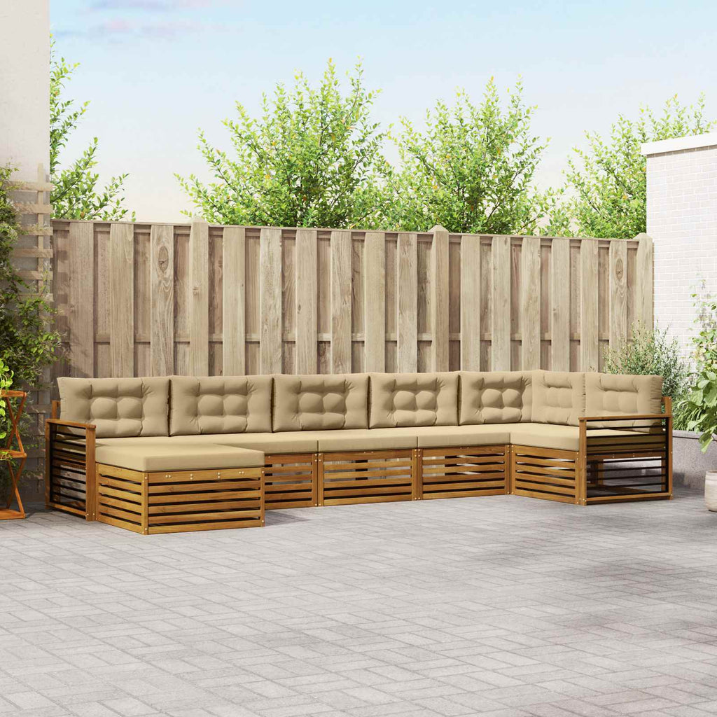 vidaXL Zestaw sof na zewnątrz z poduszką 7 pcs Naturalny i Beżowy