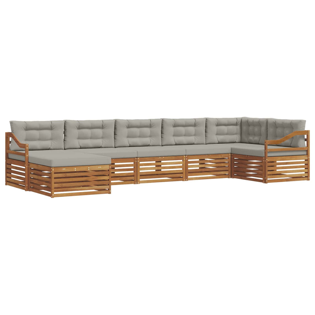 vidaXL Zestaw sof na zewnątrz z poduszką 7 pcs Naturalny i Jasny Szary