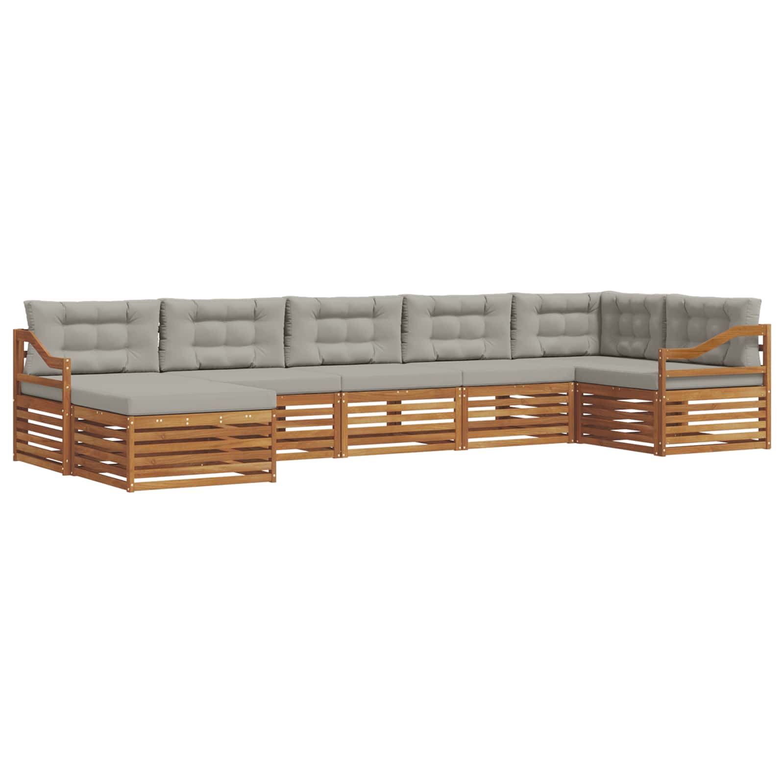 vidaXL Zestaw sof na zewnątrz z poduszką 7 pcs Naturalny i Jasny Szary
