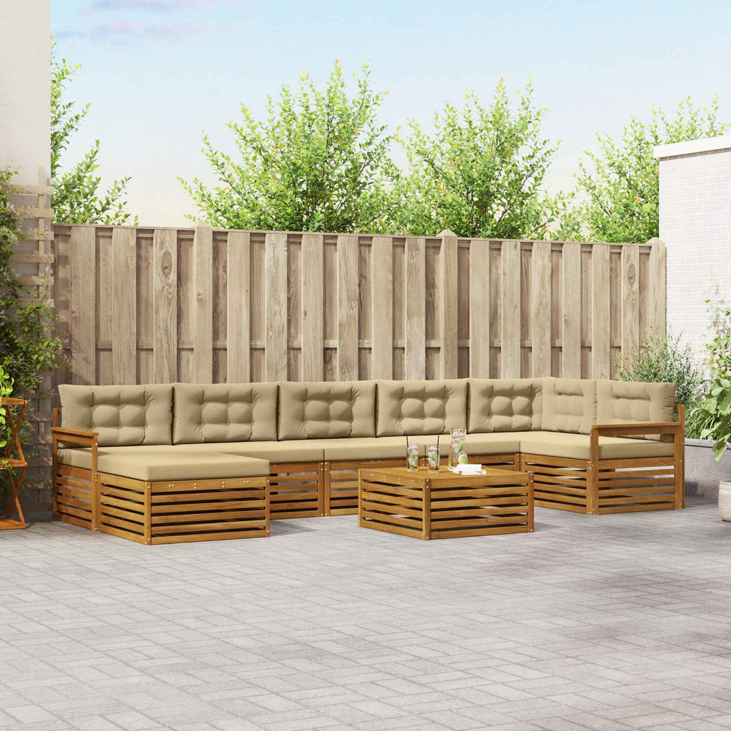 vidaXL Zestaw sof na zewnątrz z poduszką 8 pcs Naturalny i Beżowy