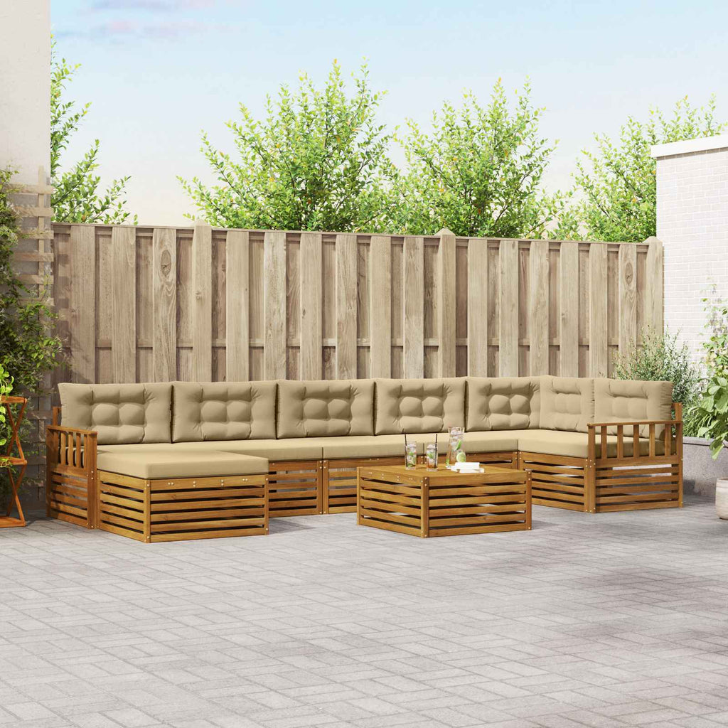 vidaXL Zestaw sof na zewnątrz z poduszką 8 pcs Naturalny i Beżowy