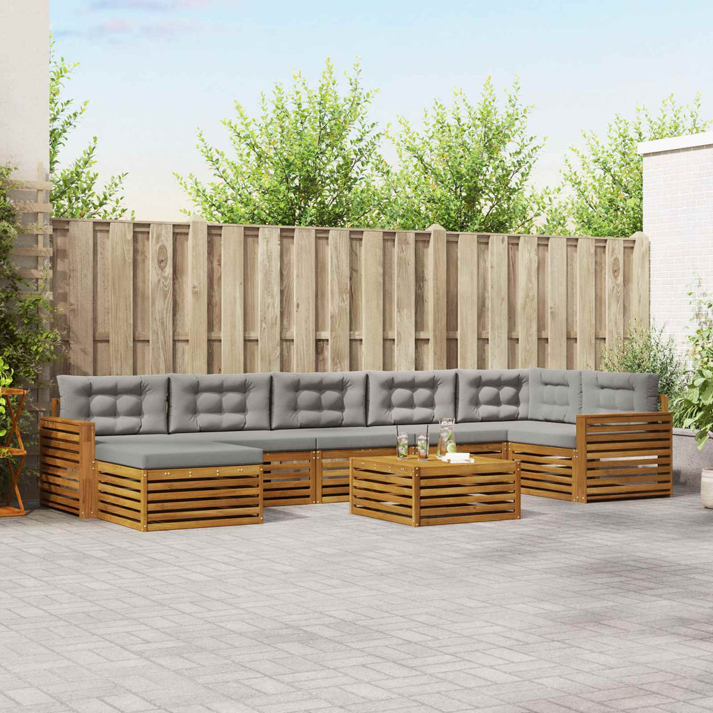 vidaXL Zestaw sof na zewnątrz z poduszką 8 pcs Naturalny i Jasny Szary