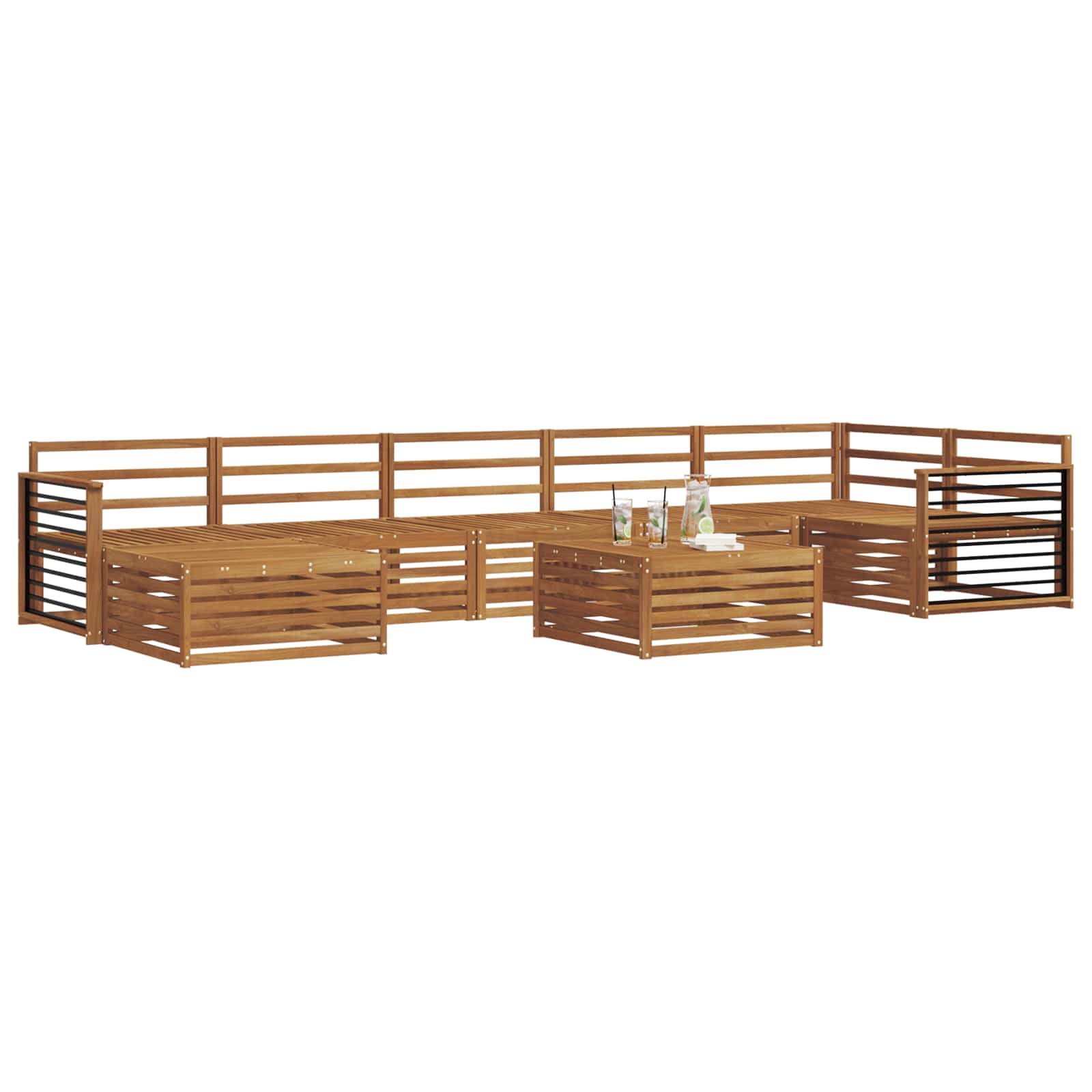 vidaXL Zestawy sof 8 pcs Naturalny Lite Drewno Akacji