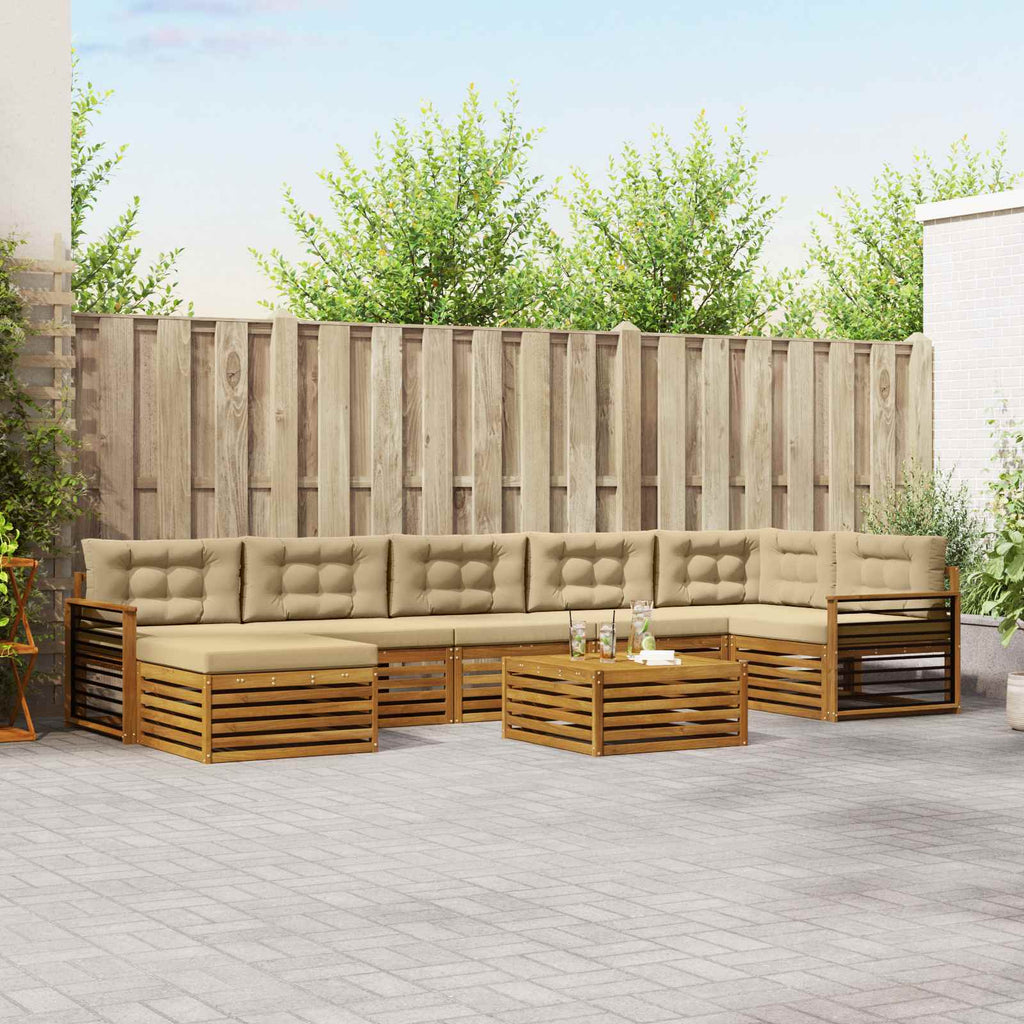 vidaXL Zestaw sof na zewnątrz z poduszką 8 pcs Naturalny i Beżowy