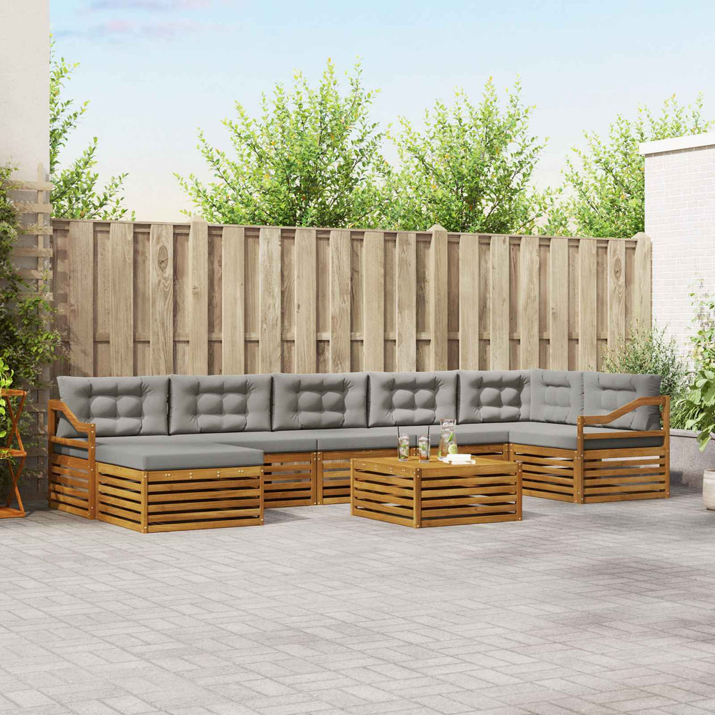 vidaXL Zestaw sof na zewnątrz z poduszką 8 pcs Naturalny i Jasny Szary