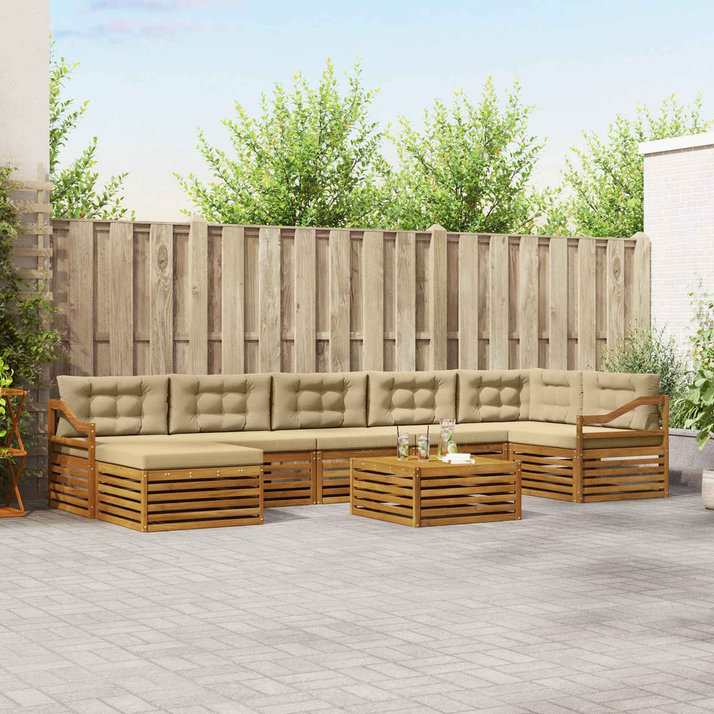 vidaXL Zestaw sof na zewnątrz z poduszką 8 pcs Naturalny i Beżowy