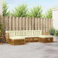 vidaXL Zestawy sof 6 pcs Naturalny i Kremowy Lite Drewno Akacji