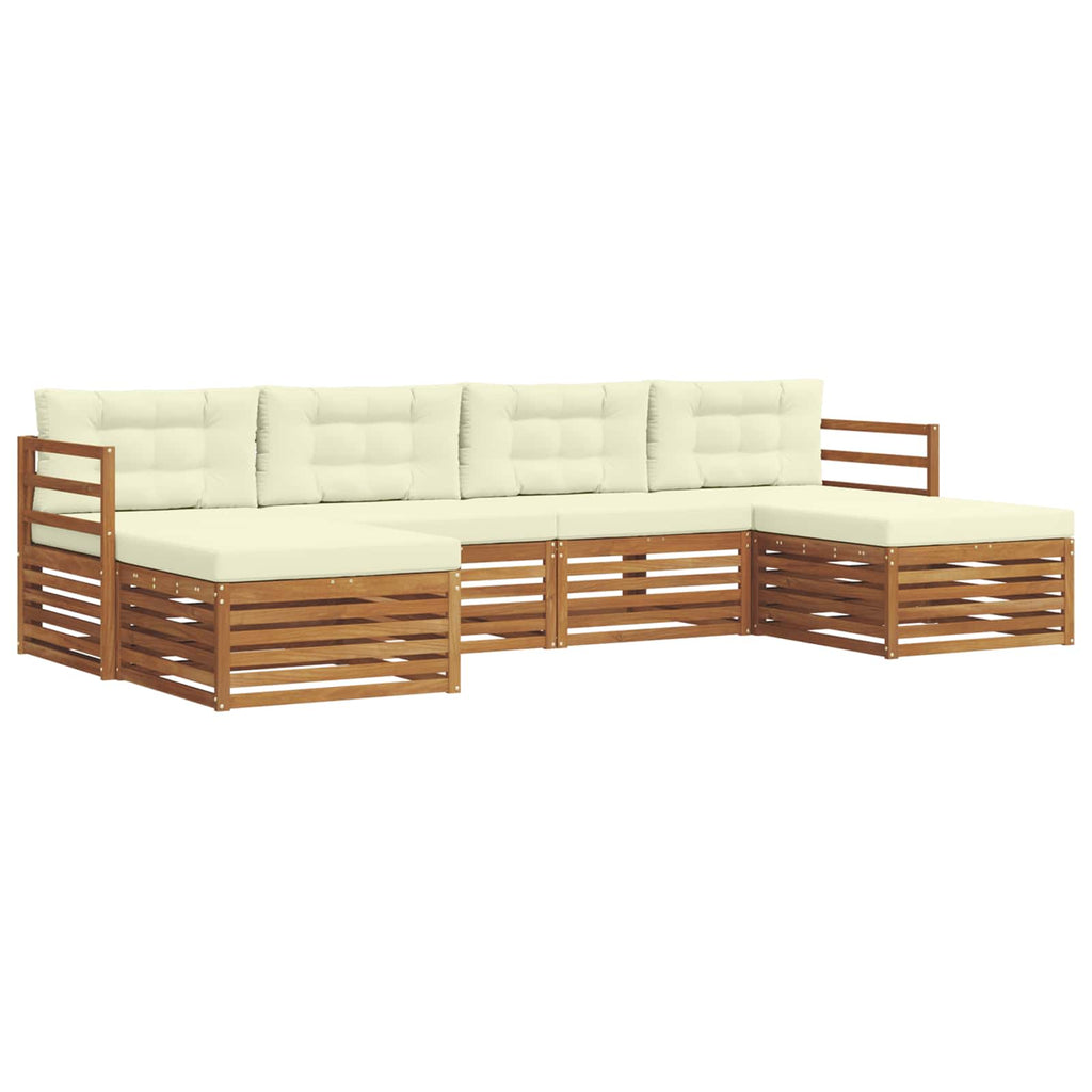 vidaXL Zestawy sof 6 pcs Naturalny i Kremowy Lite Drewno Akacji