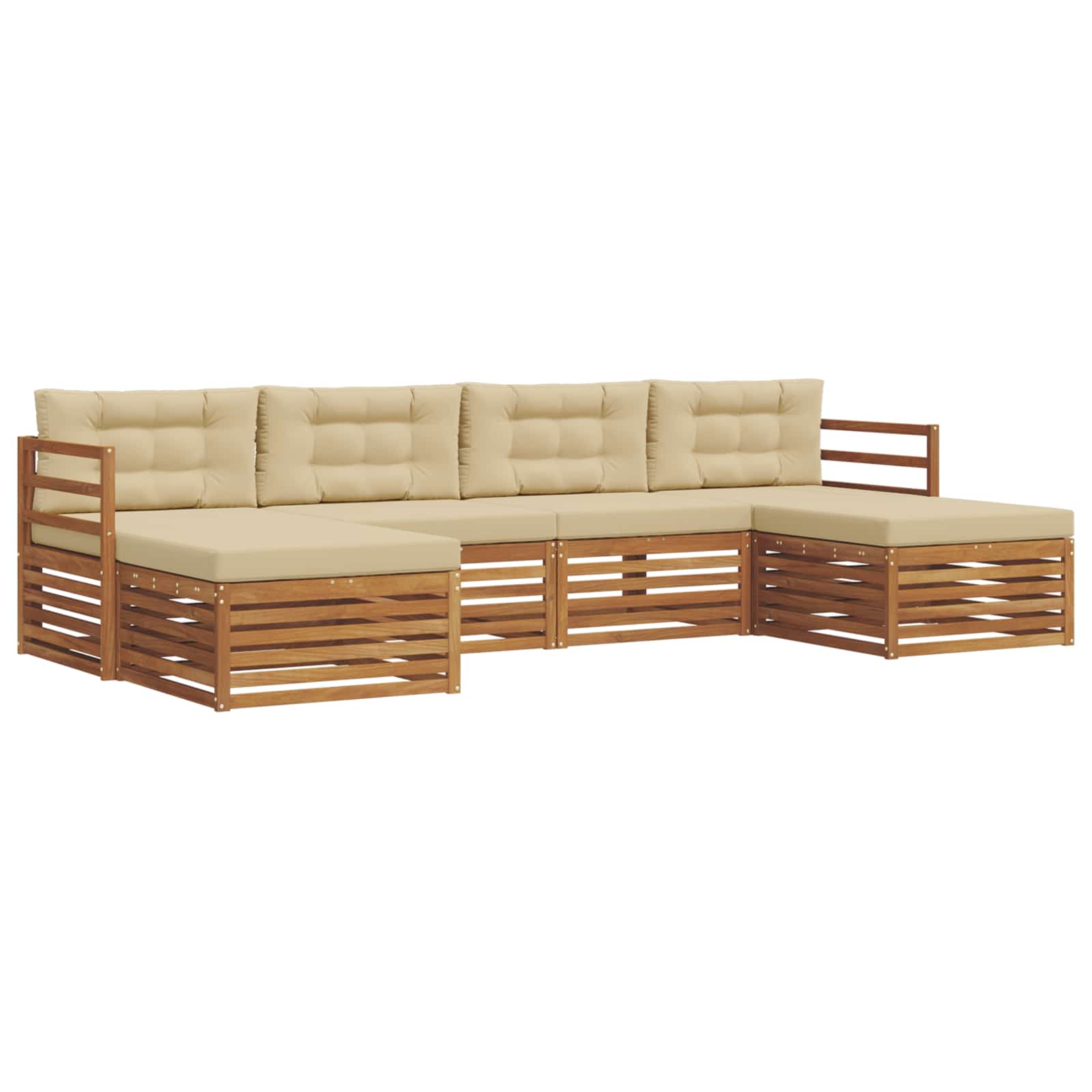 vidaXL Zestawy sof 6 pcs Naturalny i Beżowy Lite Drewno Akacji