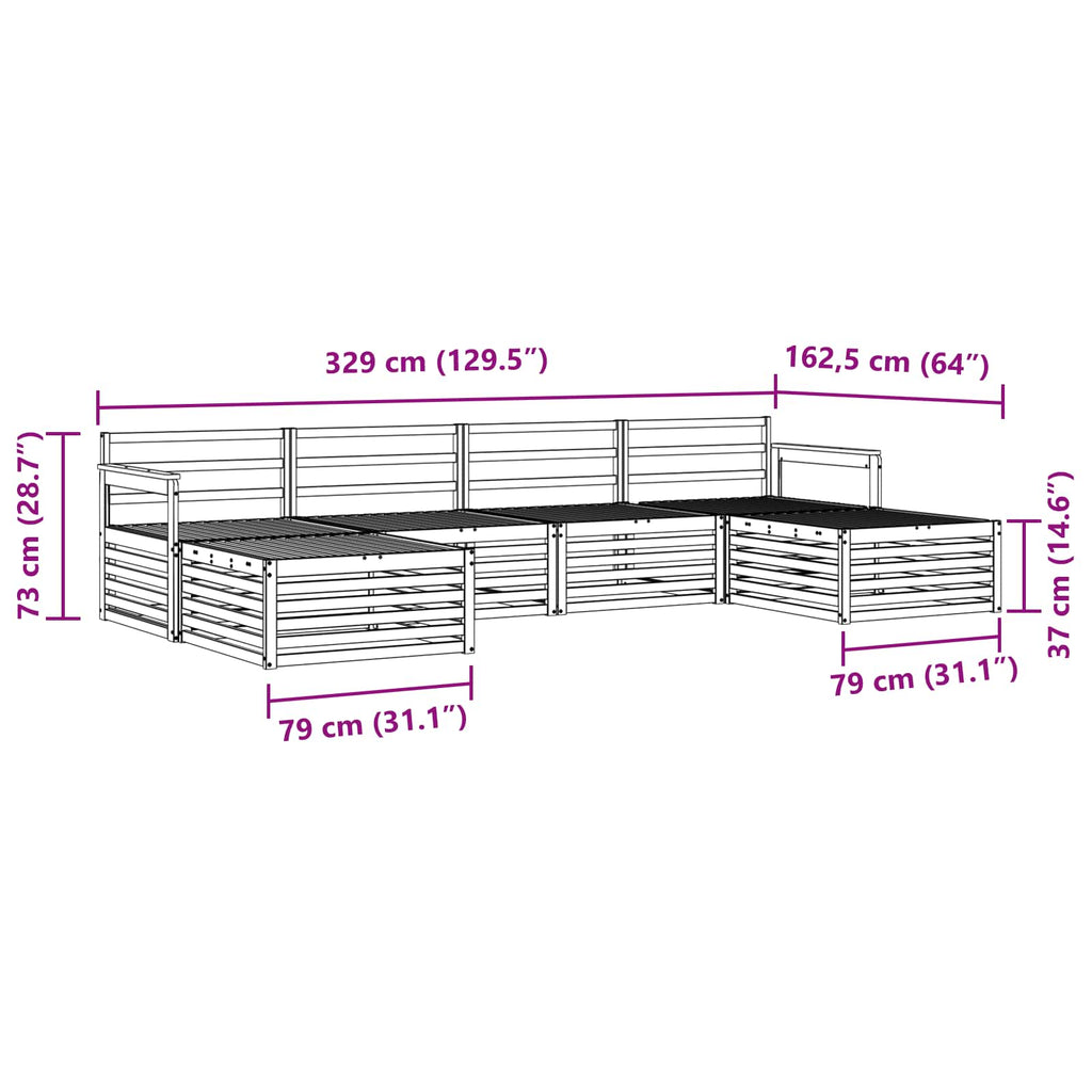 vidaXL Zestawy sof 6 pcs Naturalny Lite Drewno Akacji