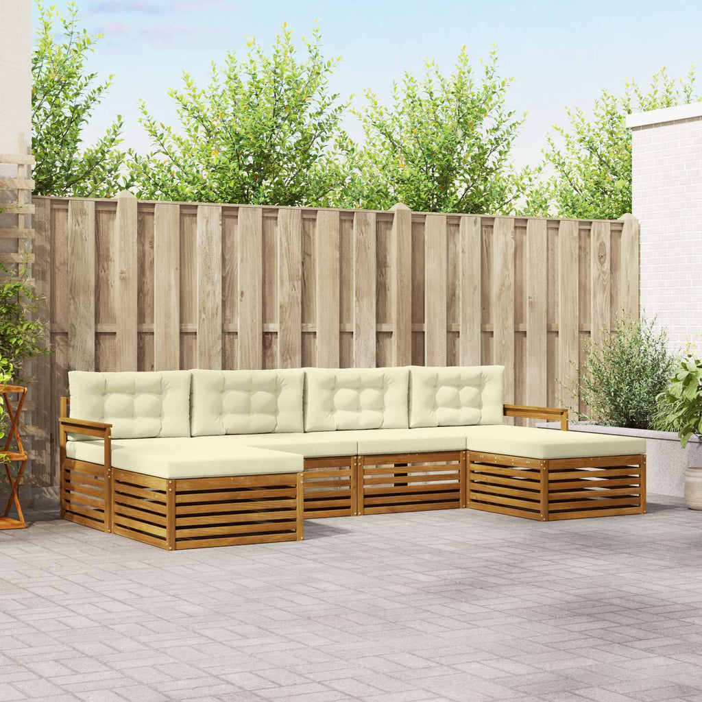 vidaXL Zestawy sof 6 pcs Naturalny i Kremowy Lite Drewno Akacji
