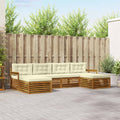 vidaXL Zestawy sof 6 pcs Naturalny i Kremowy Lite Drewno Akacji