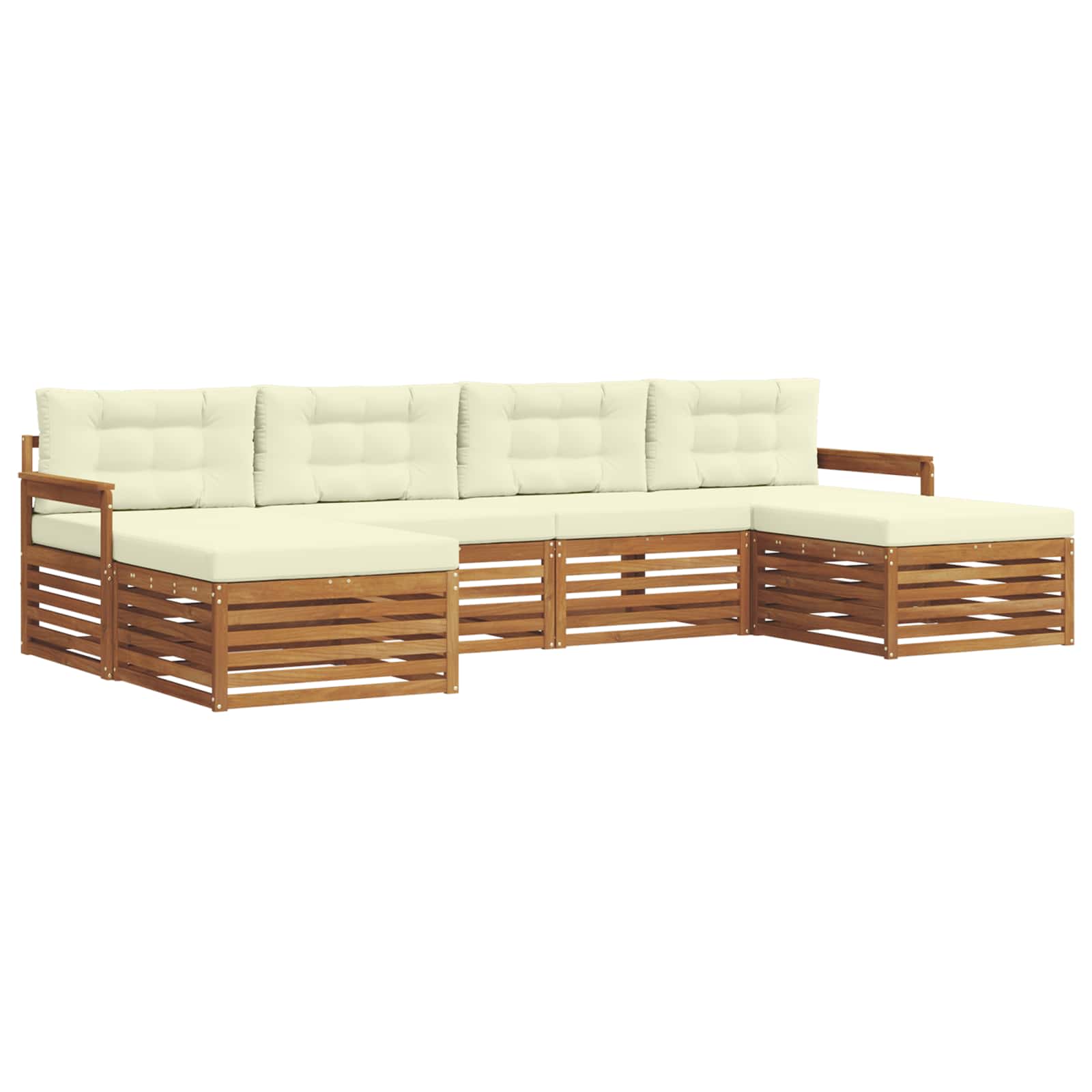 vidaXL Zestawy sof 6 pcs Naturalny i Kremowy Lite Drewno Akacji