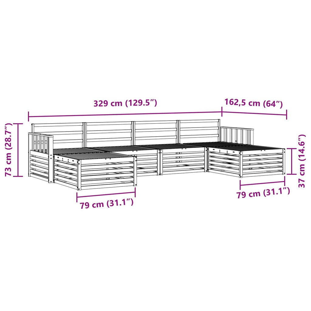 vidaXL Zestawy sof 6 pcs Naturalny Lite Drewno Akacji