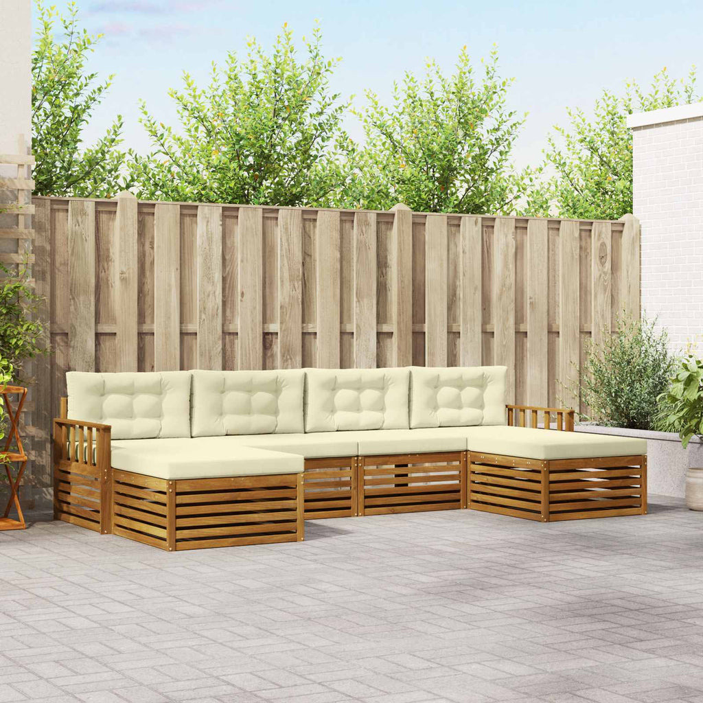 vidaXL Zestawy sof 6 pcs Naturalny i Kremowy Lite Drewno Akacji