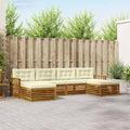 vidaXL Zestawy sof 6 pcs Naturalny i Kremowy Lite Drewno Akacji