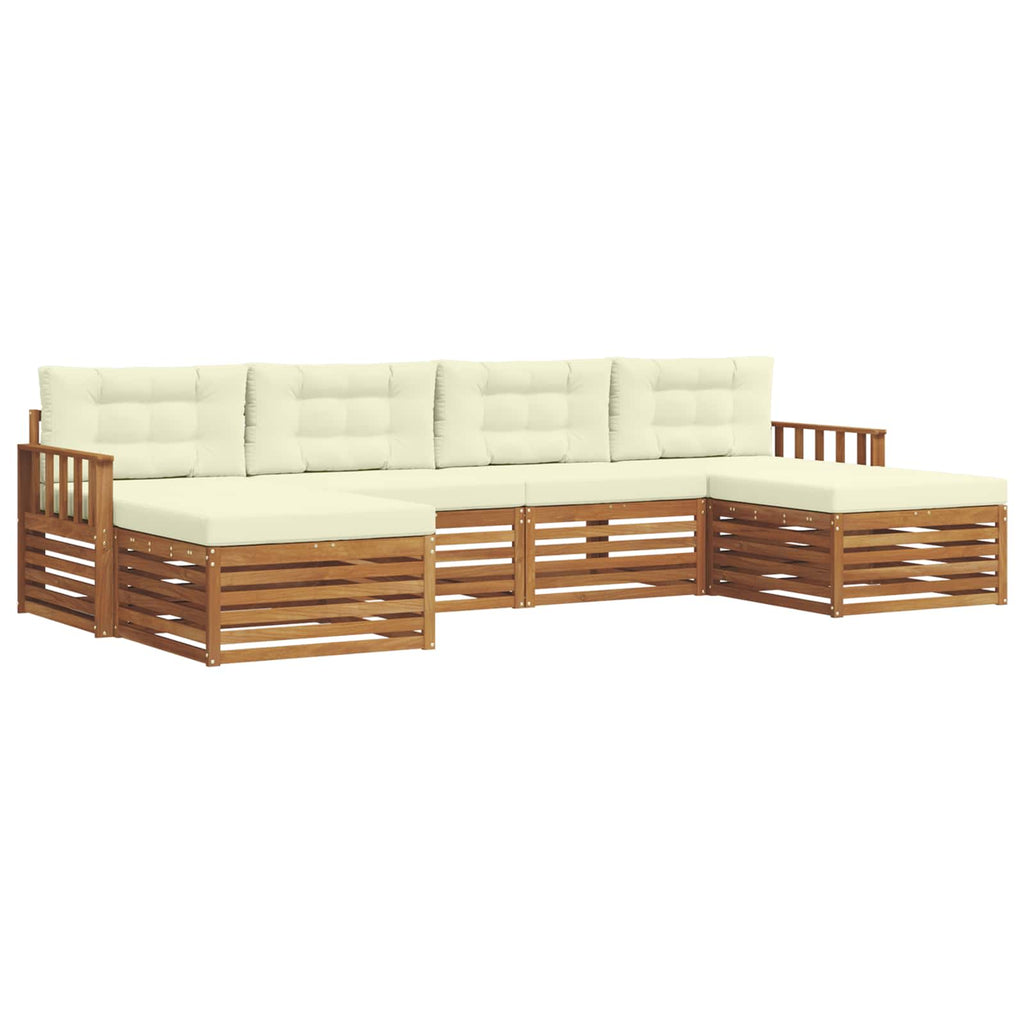 vidaXL Zestawy sof 6 pcs Naturalny i Kremowy Lite Drewno Akacji