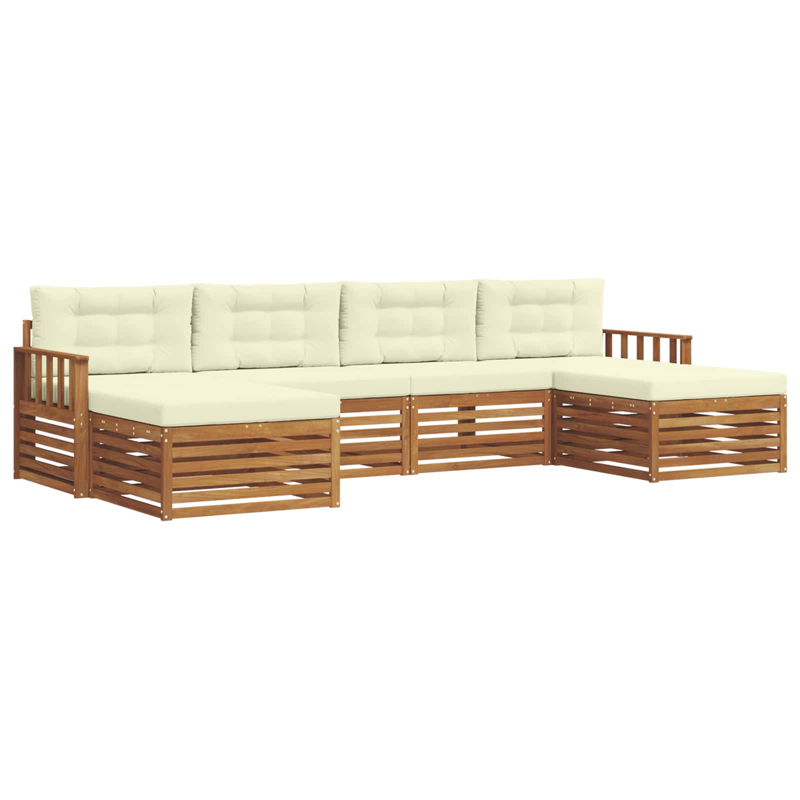 vidaXL Zestawy sof 6 pcs Naturalny i Kremowy Lite Drewno Akacji