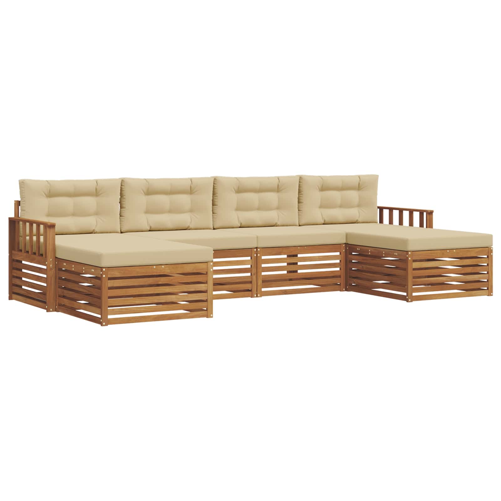 vidaXL Zestawy sof 6 pcs Naturalny i Beżowy Lite Drewno Akacji