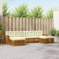 vidaXL Zestawy sof 6 pcs Naturalny i Kremowy Lite Drewno Akacji