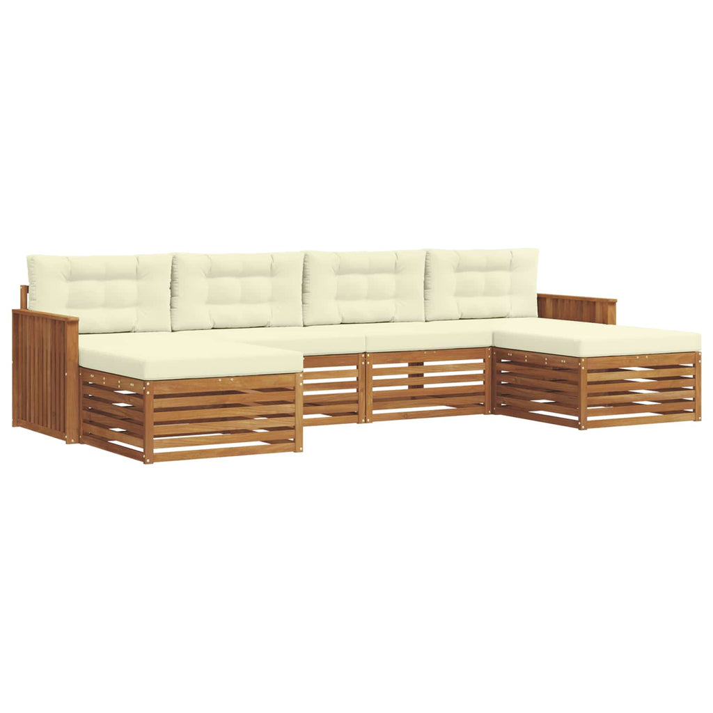 vidaXL Zestawy sof 6 pcs Naturalny i Kremowy Lite Drewno Akacji