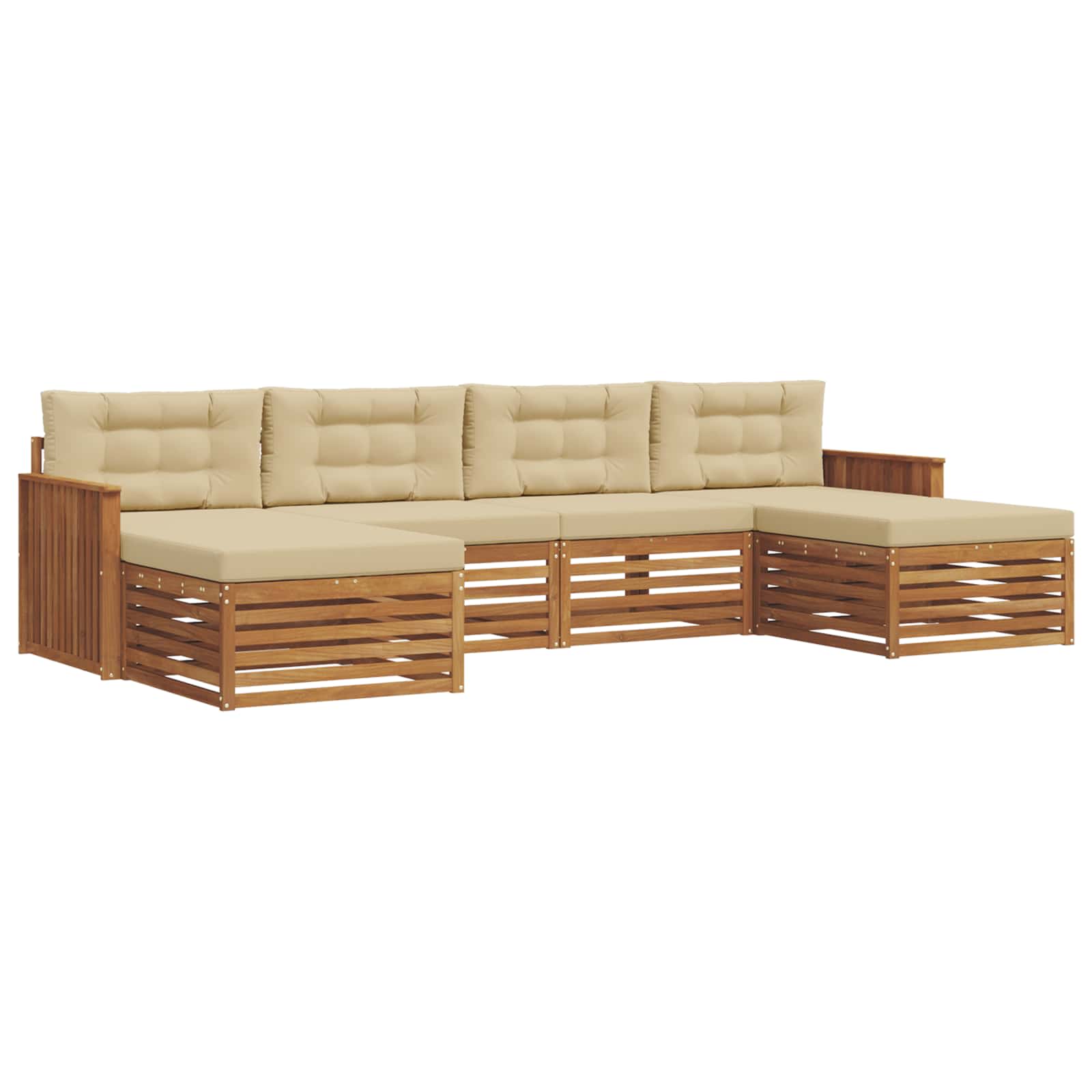 vidaXL Zestawy sof 6 pcs Naturalny i Beżowy Lite Drewno Akacji
