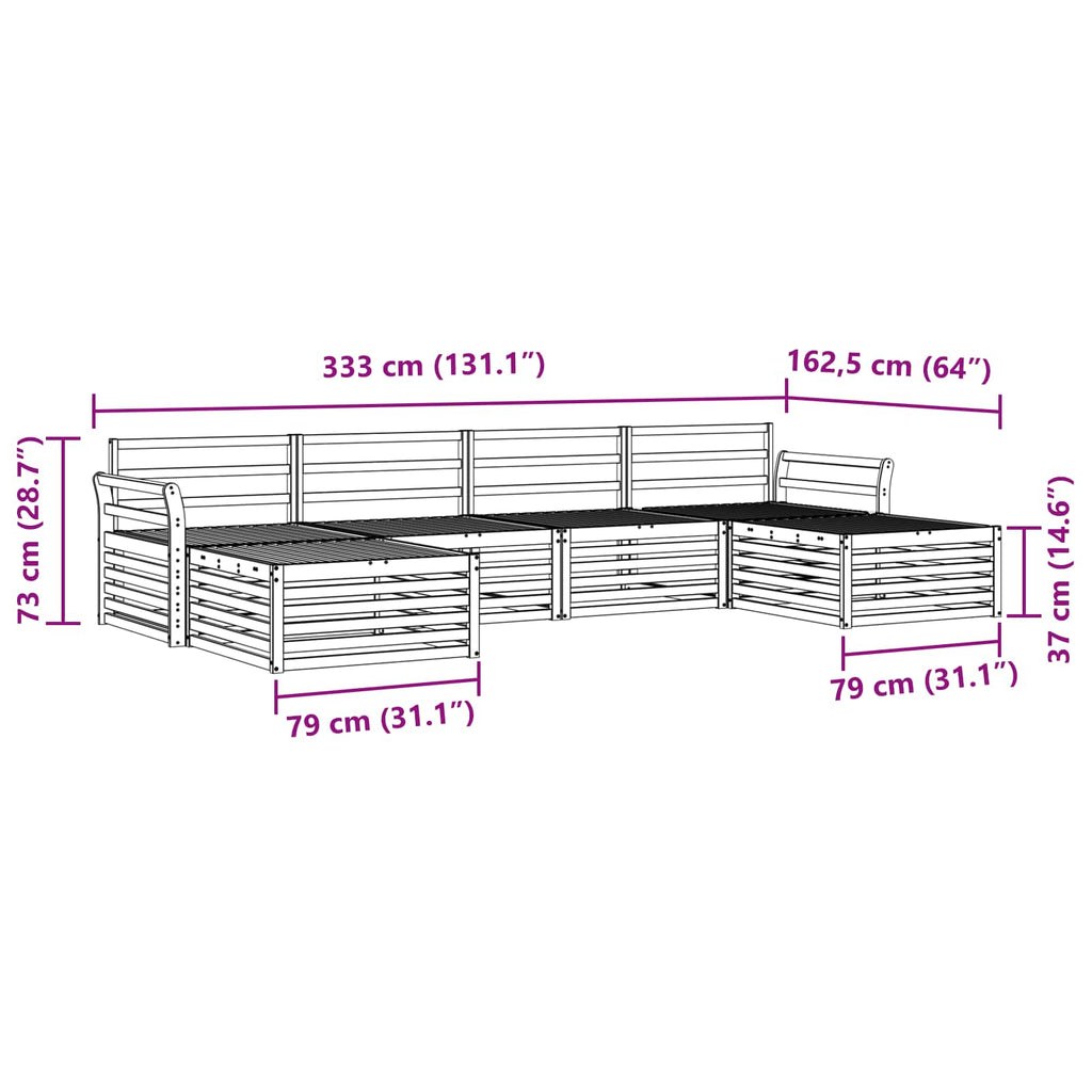 vidaXL Zestawy sof 6 pcs Naturalny Lite Drewno Akacji