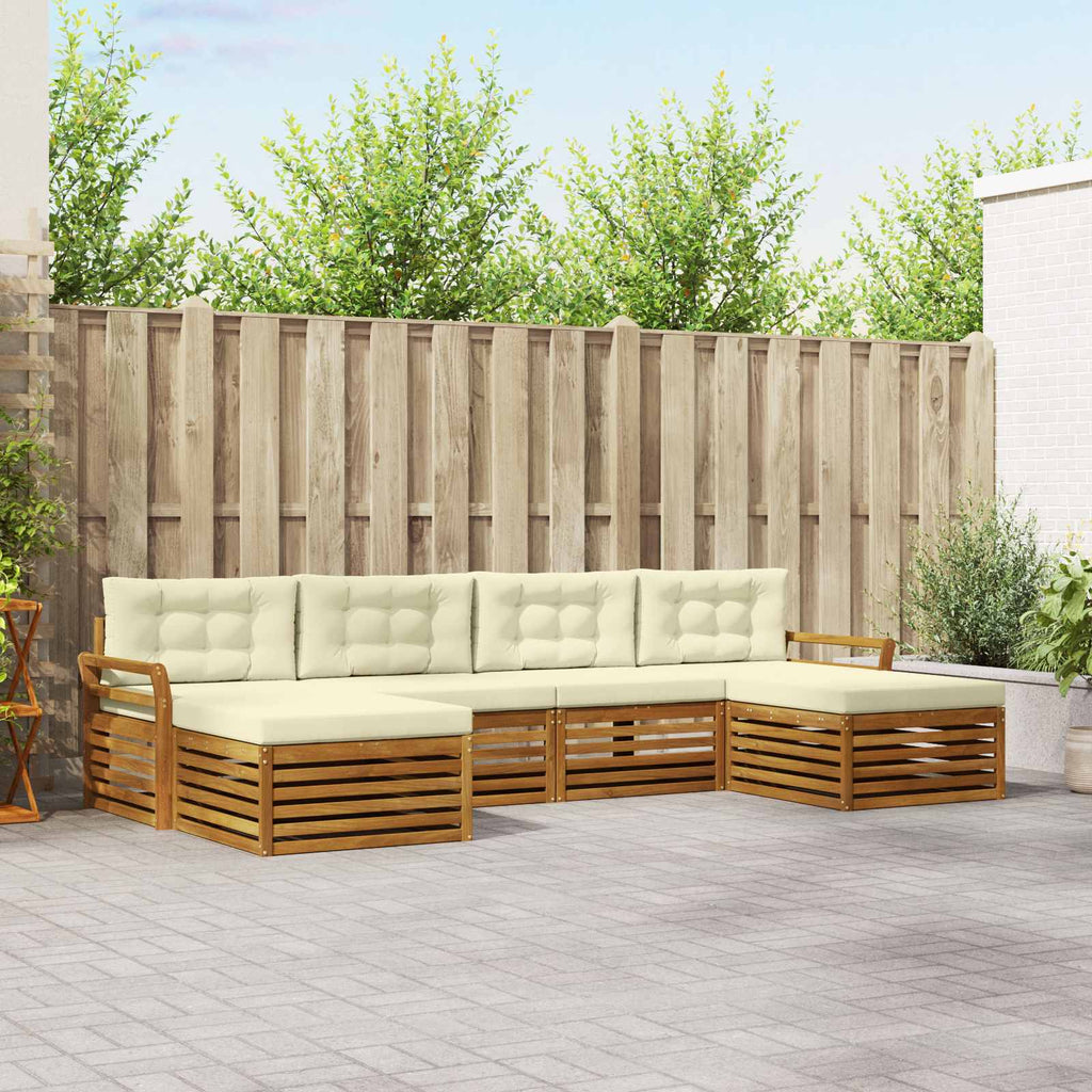 vidaXL Zestawy sof 6 pcs Naturalny i Kremowy Lite Drewno Akacji