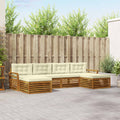 vidaXL Zestawy sof 6 pcs Naturalny i Kremowy Lite Drewno Akacji