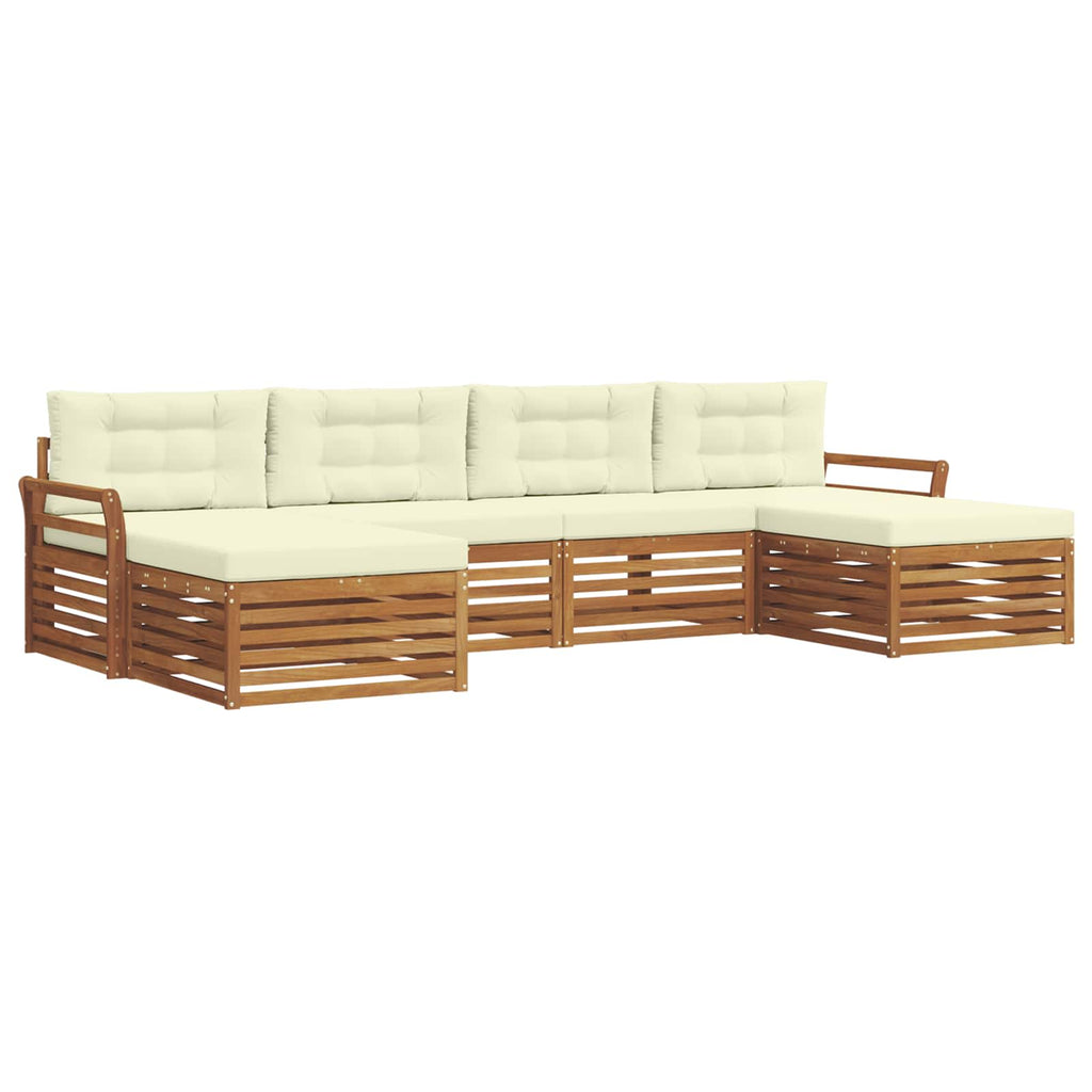 vidaXL Zestawy sof 6 pcs Naturalny i Kremowy Lite Drewno Akacji