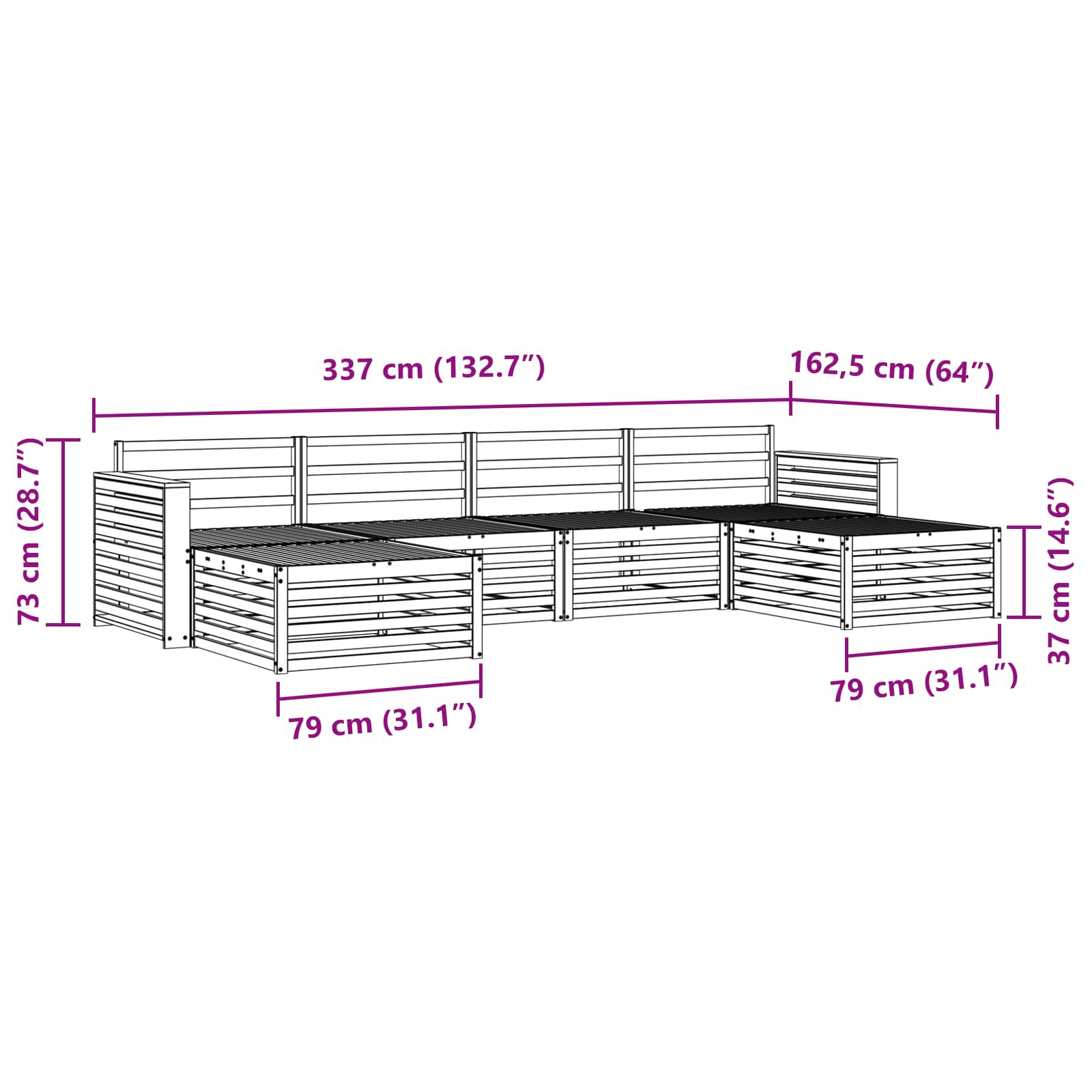 vidaXL Zestawy sof 6 pcs Naturalny Lite Drewno Akacji